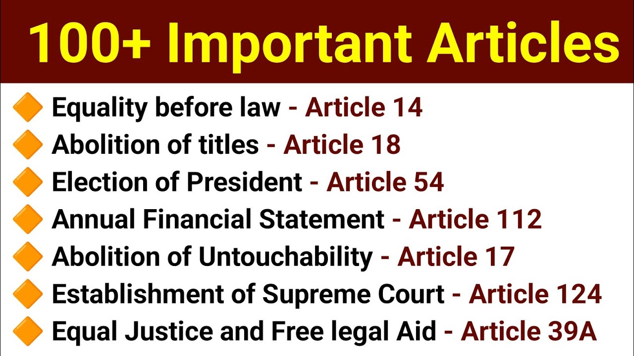 100+ Important Articles MCQ TEST | Indian Polity Important Questions For All Competitive Exams 