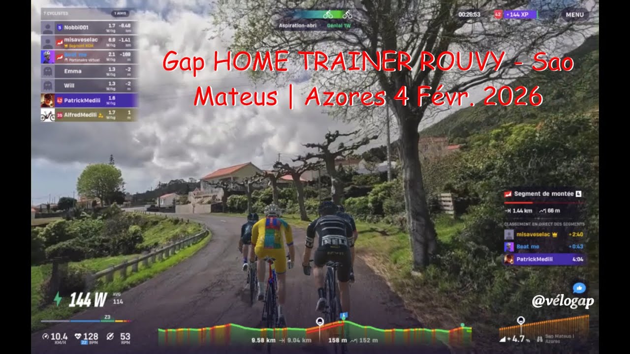 Gap HOME TRAINER ROUVY - Sao Mateus | Azores 4 Févr. 2026 #velogaprelive #gap #hometrainer