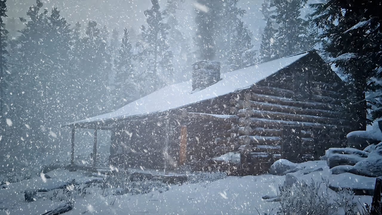 Winter Blizzard & Howling Wind | Cozy Forest Cabin Ambience for Sleep and Focus | No Music