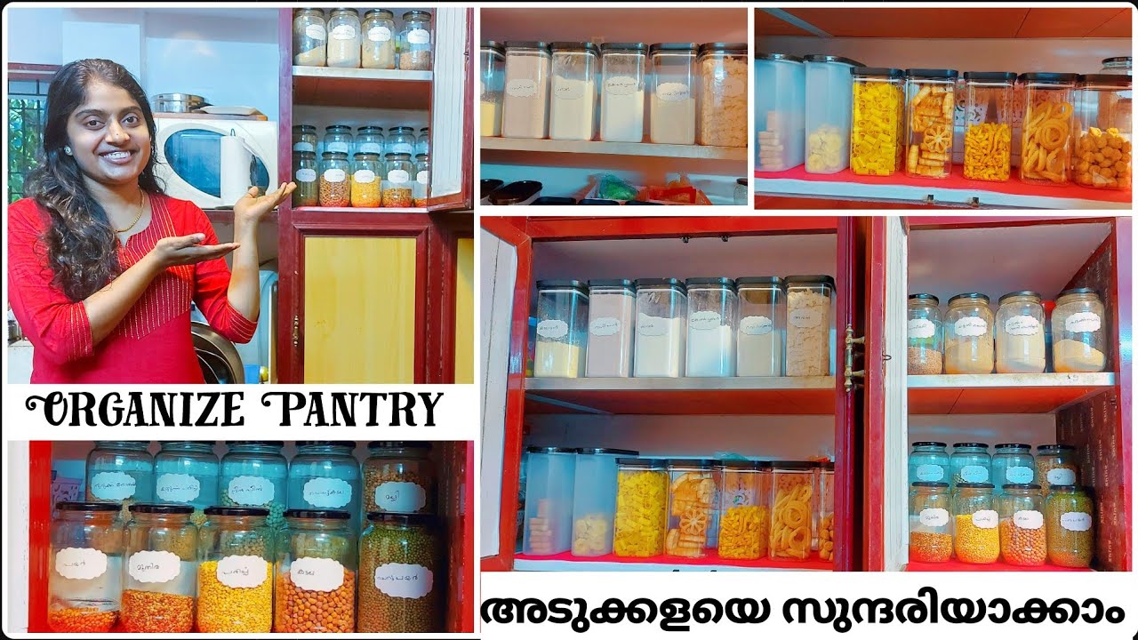 Kitchen Organizing ideas,ASMR pantry organizing,containers bottles,Indian kerala non modular Kitchen