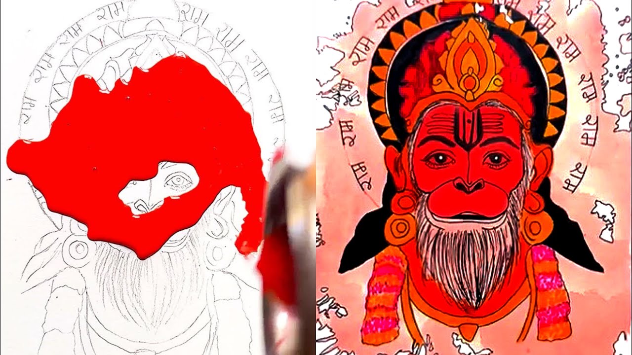 Hanuman drawing easy step by step | Art by DK