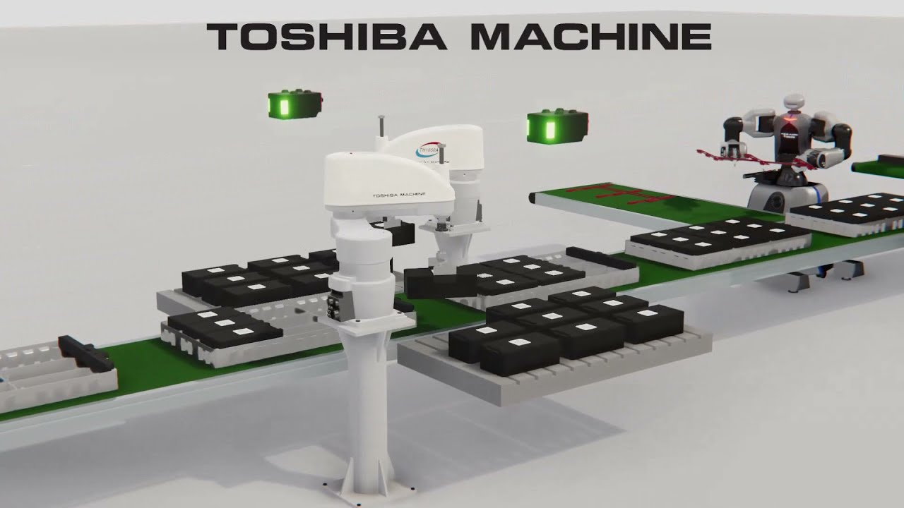 EV Battery automated assembly line by Shibaura Machine.
