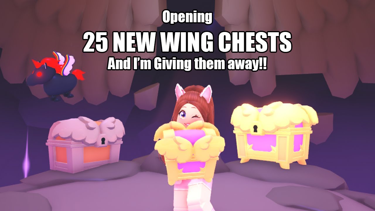 Opening 25 NEW WING Chests and GIVING them away! in Adopt me!