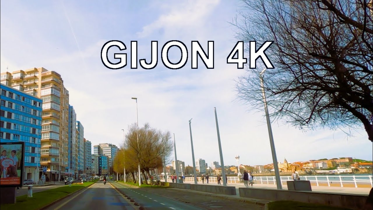Gijon - Xixon (Asturias, España) Conduciendo 4K Viaje en Coche UHD
