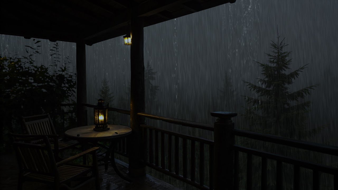 Heavy Rain on Balcony & Thunder Sounds for Sleeping - 12 Hours of Relaxing Ambience