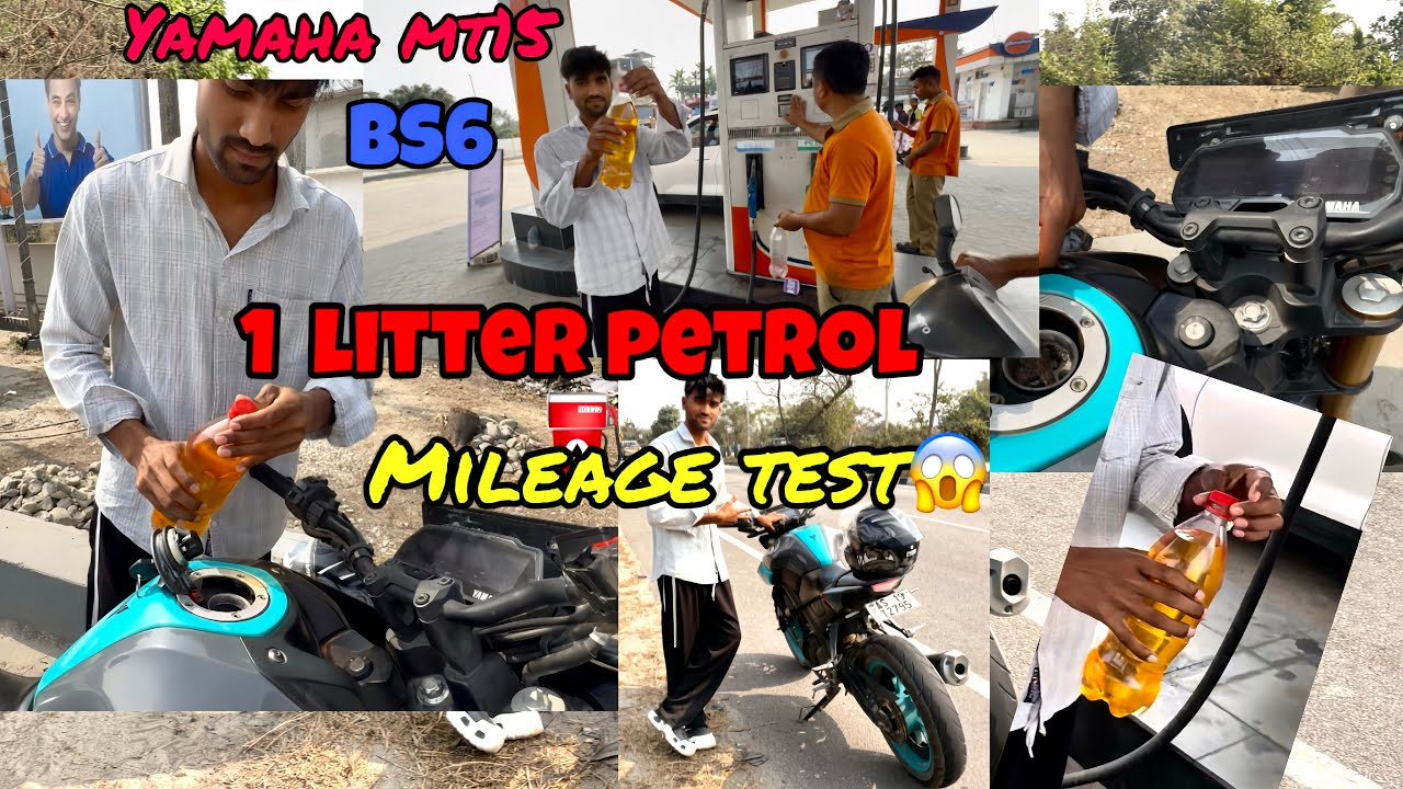 Yamaha Mt15 mileage test ⚡️👾| 1Litter petrol ⛽️ #mt15 #mileage 