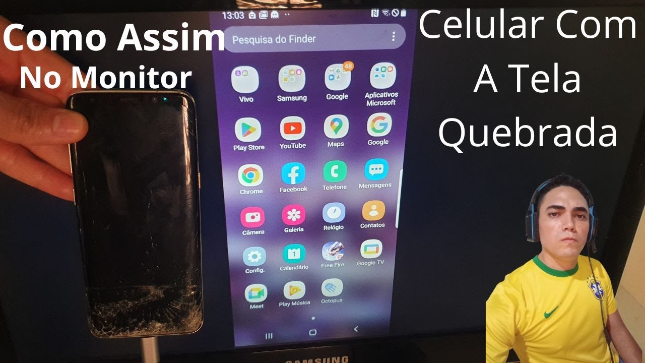 Celular Com A Tela Quebrada No Monitor