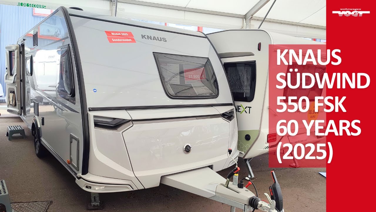 Knaus Südwind 550 FSK 60 Years (2025): Familien-Wohnwagen, tolle Ausstattung, bis zu 6 Schlafplätze😍