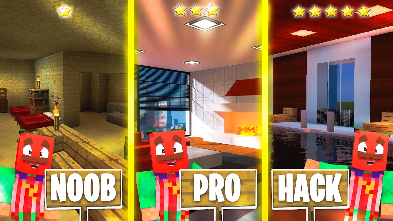 *Noob vs Pro vs Hacker vs God* Hotel de Lujo Minecraft Construcciones