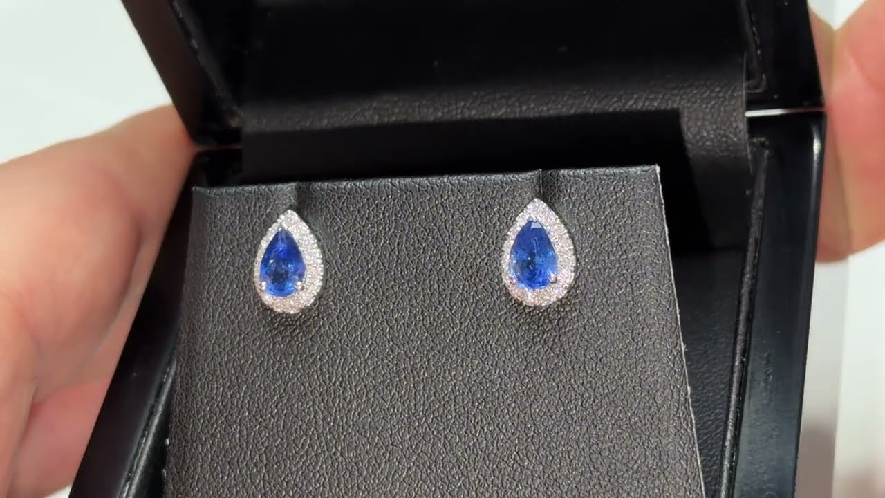 LFSE5240(BS): Sapphire & Diamond Pear Stud Earrings 2.29ct. 18k White Gold