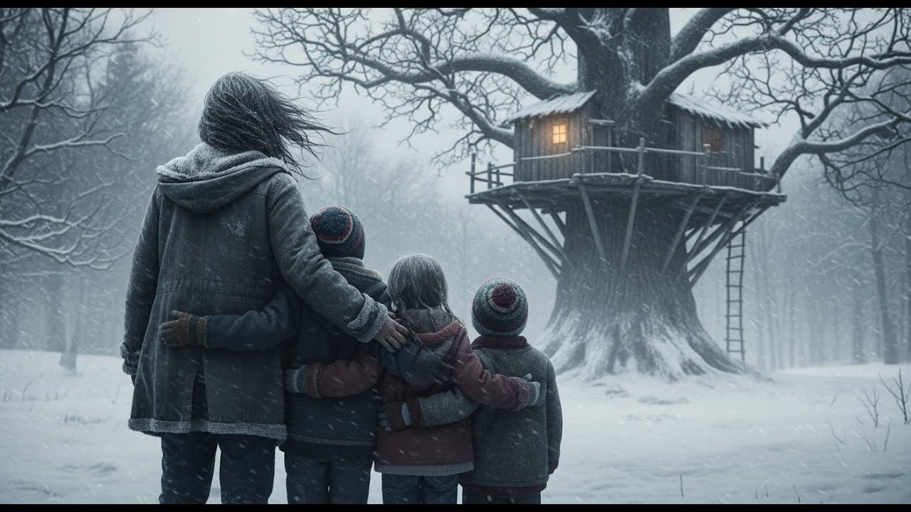 Perdidos en la nieve, una viuda y sus hijos encontraron casa en un árbol. Cocina contenía un secreto