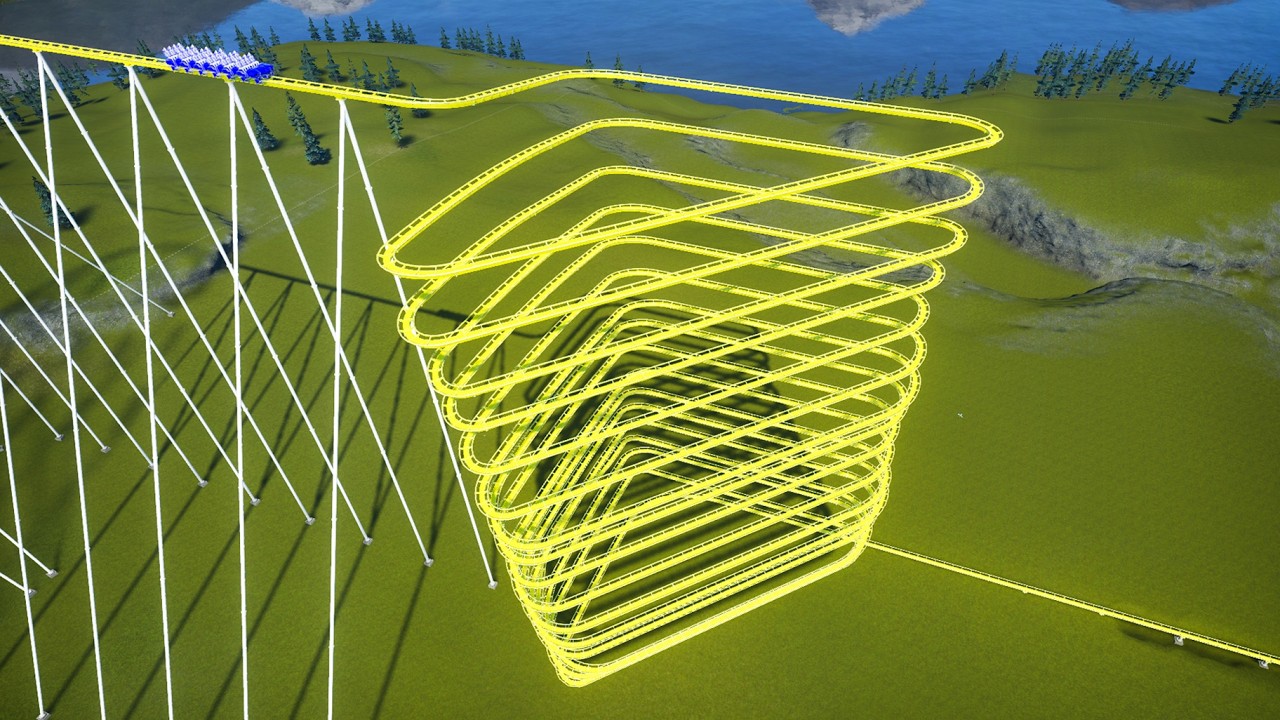 Triangle Spiral Down Roller Coaster – Planet Coaster
