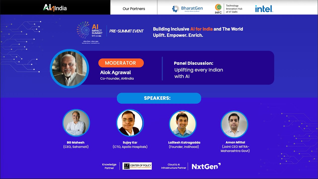 Uplifting Every Indian With AI - Panel Discussion at the AI4India Official Pre-Summit Event.