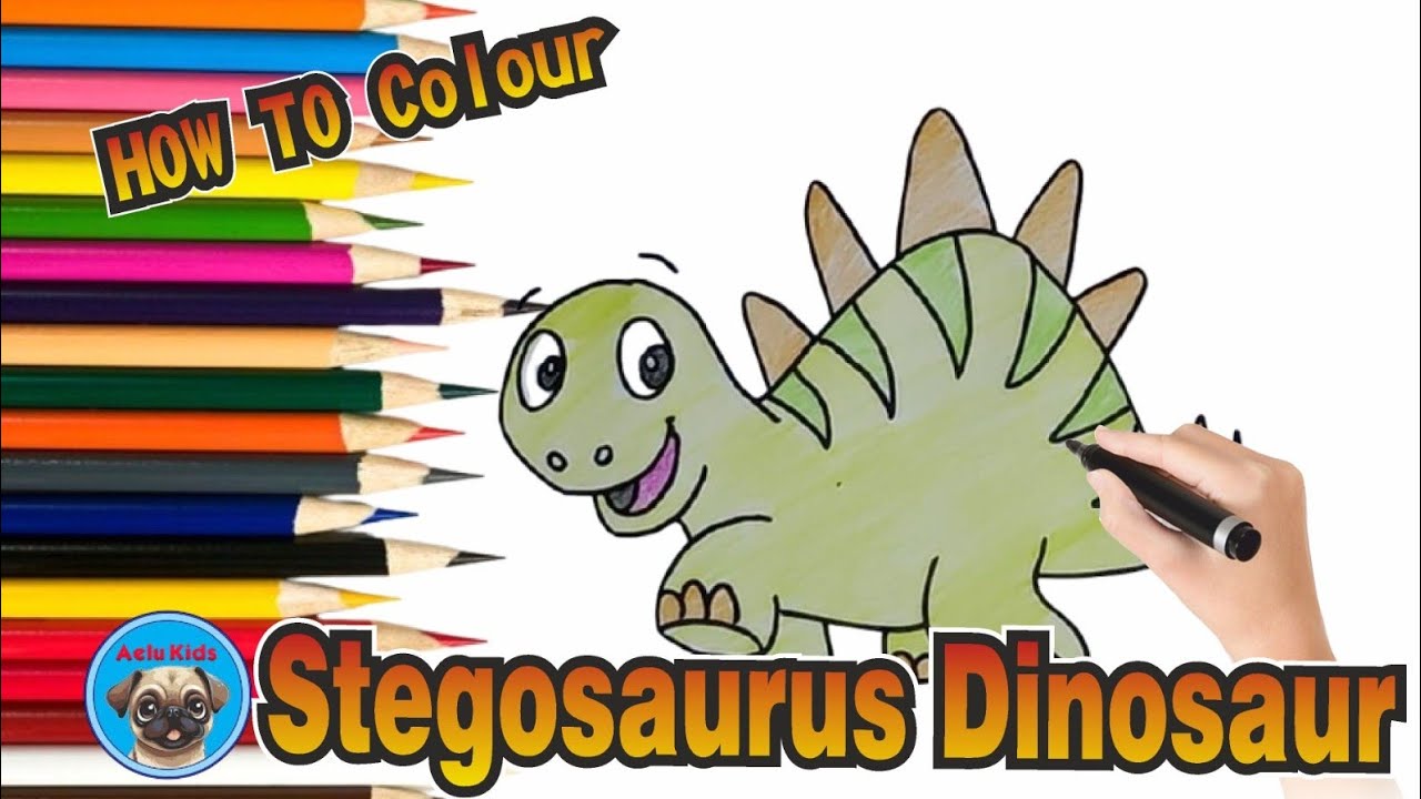 How to Colour Stegosaurus Dinosaur | Easy Coloring Tutorial for Kids & All Ages | Aelu Kids