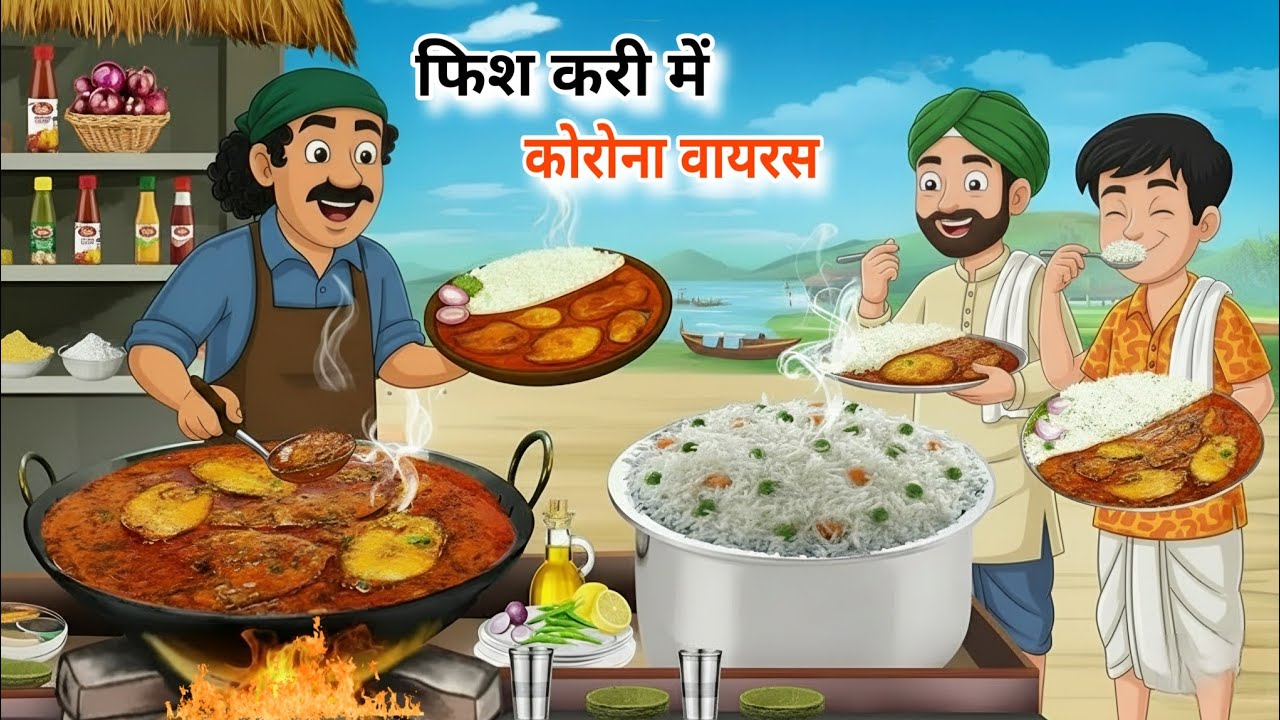 फिश करी में निकला कोरोना वायरस | हिंदी kahani | cartoon kahani