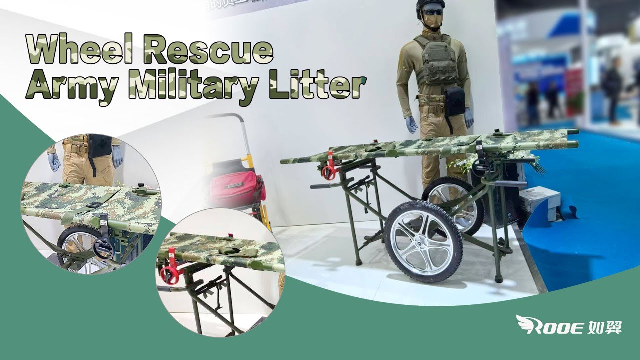 Army Military Field Foldable Wheeled Litter Carrier for Stretcher Carry