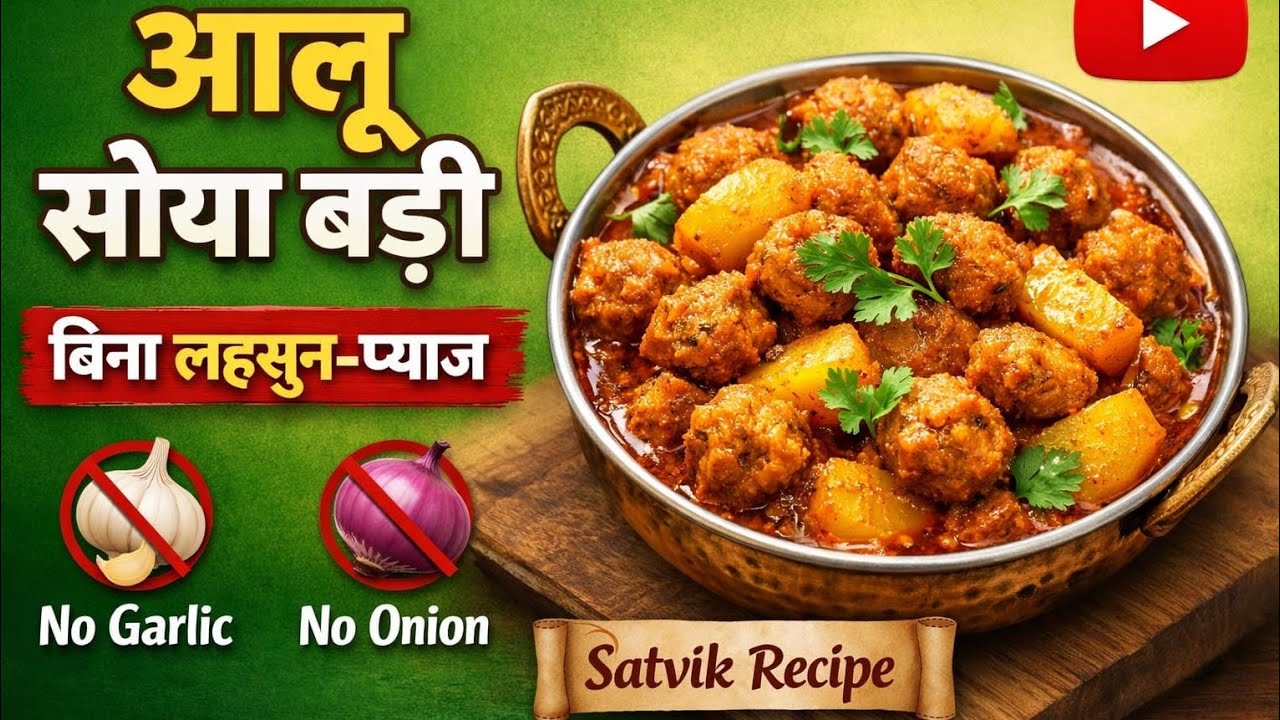 बिना लहसुन प्याज के सोया बड़ी और आलू की सब्जी | Soya Badi Aloo Sabji Recipe | Easy Veg Recipe