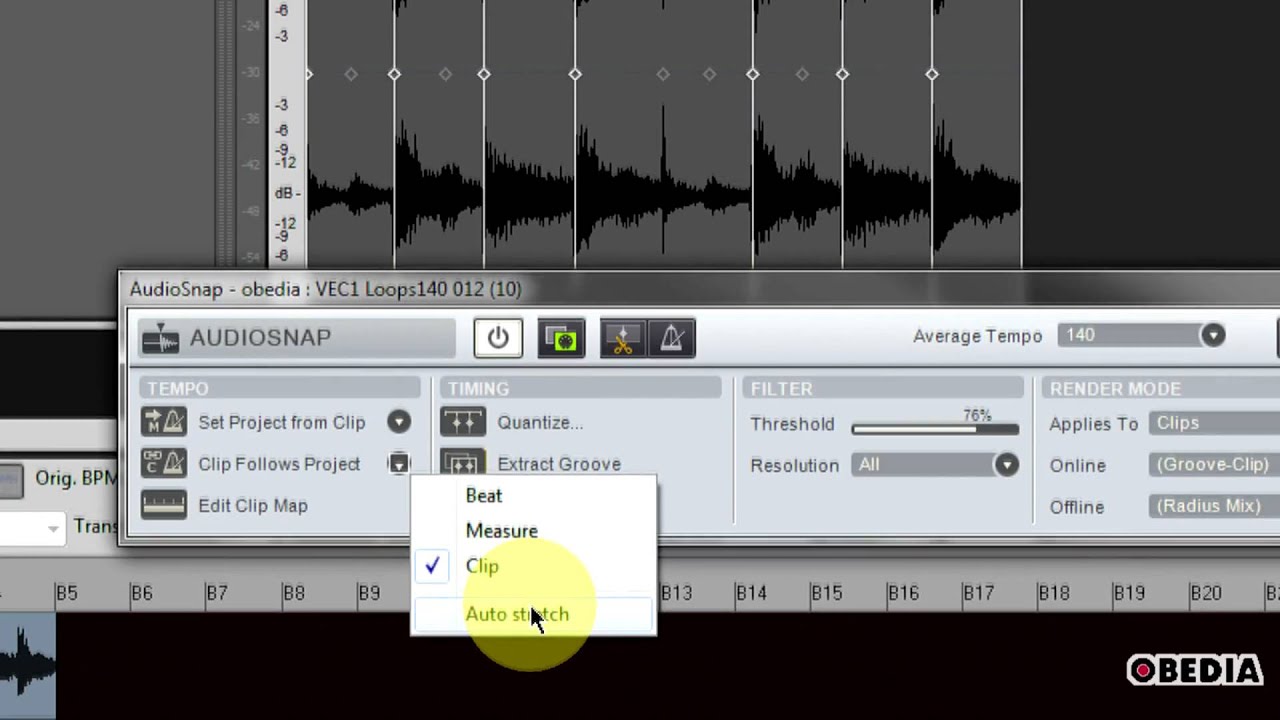 Sonar X1 - using AudioSnap