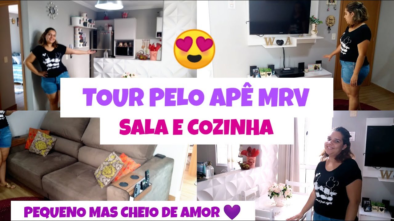 TOUR PELO APARTAMENTO MRV MOBILIADO SEM PLANEJADOS | PARTE 1 | SALA E COZINHA | ALINE GENESTRA