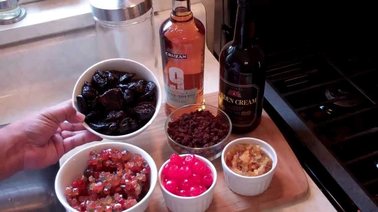 How to prepare the dried fruits for making Caribbean Black Rum Cake.