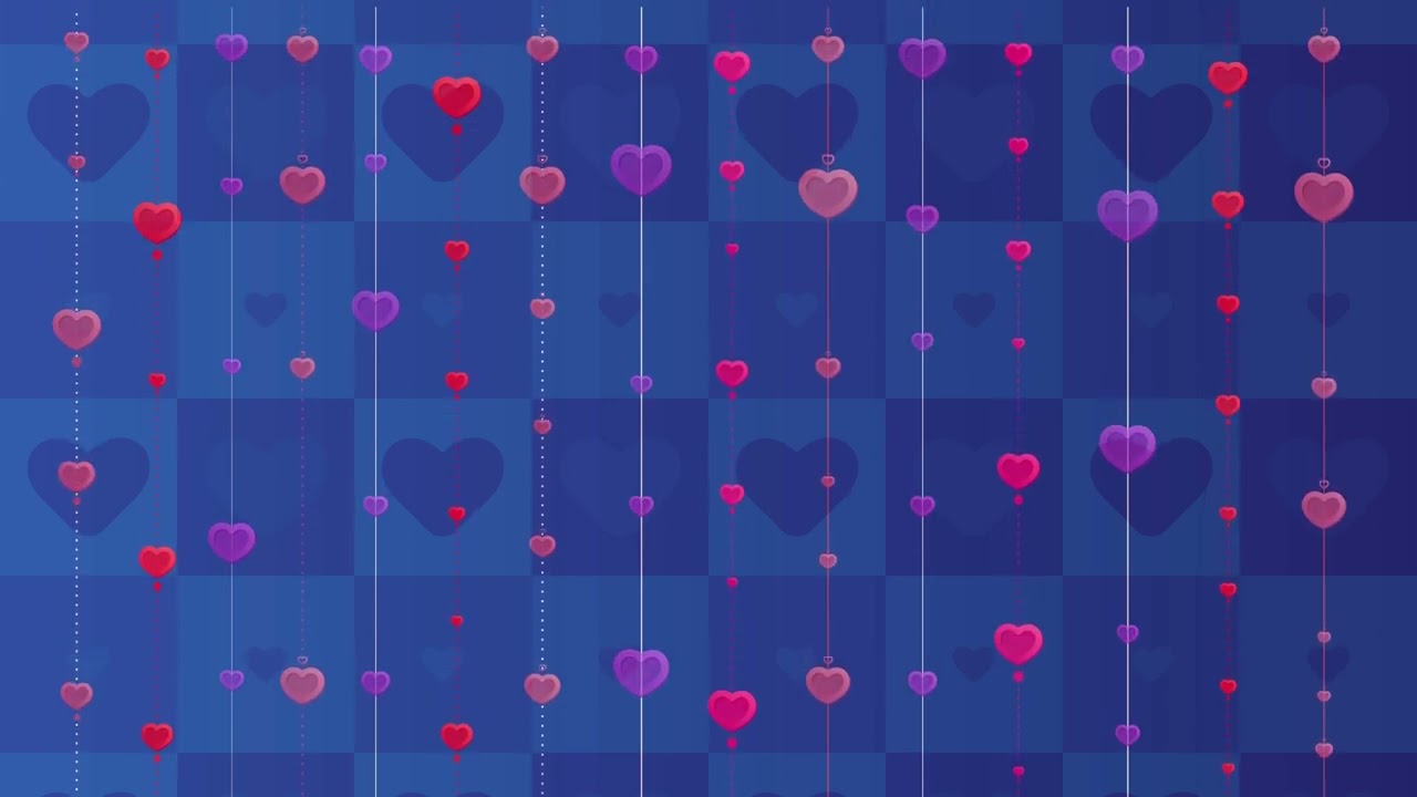 Romantic Hanging Hearts Backdrop 💖 Blue Love Ambient Background Animation