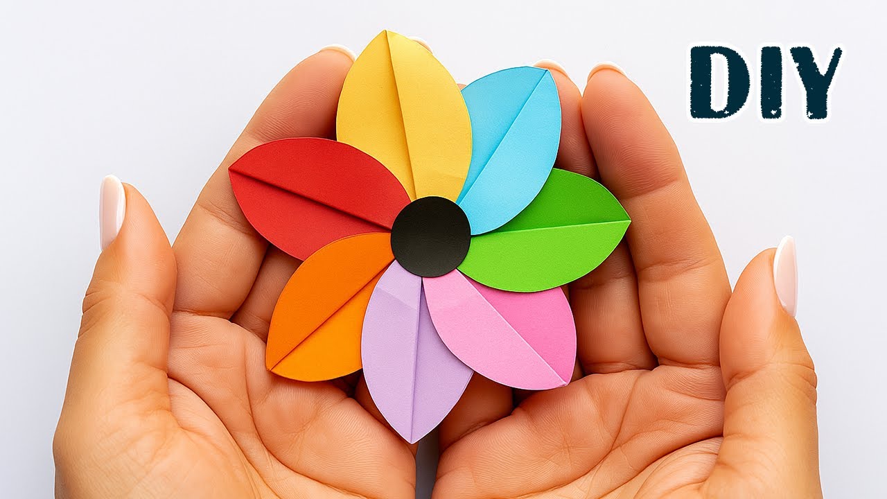 Blooming with creativity! Learn how to make beautiful paper flower🌈| Rainbow Paper Flower