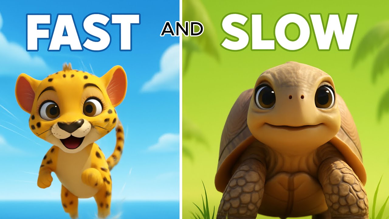 Fast & Slow | Opposites Song for Toddlers 🐎🐌