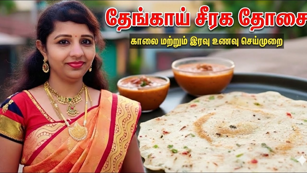 தேங்காய் ஜீரா தோசை | Breakfast & Lunch Recipe | Coconut Jeera Dosai in Tamil
