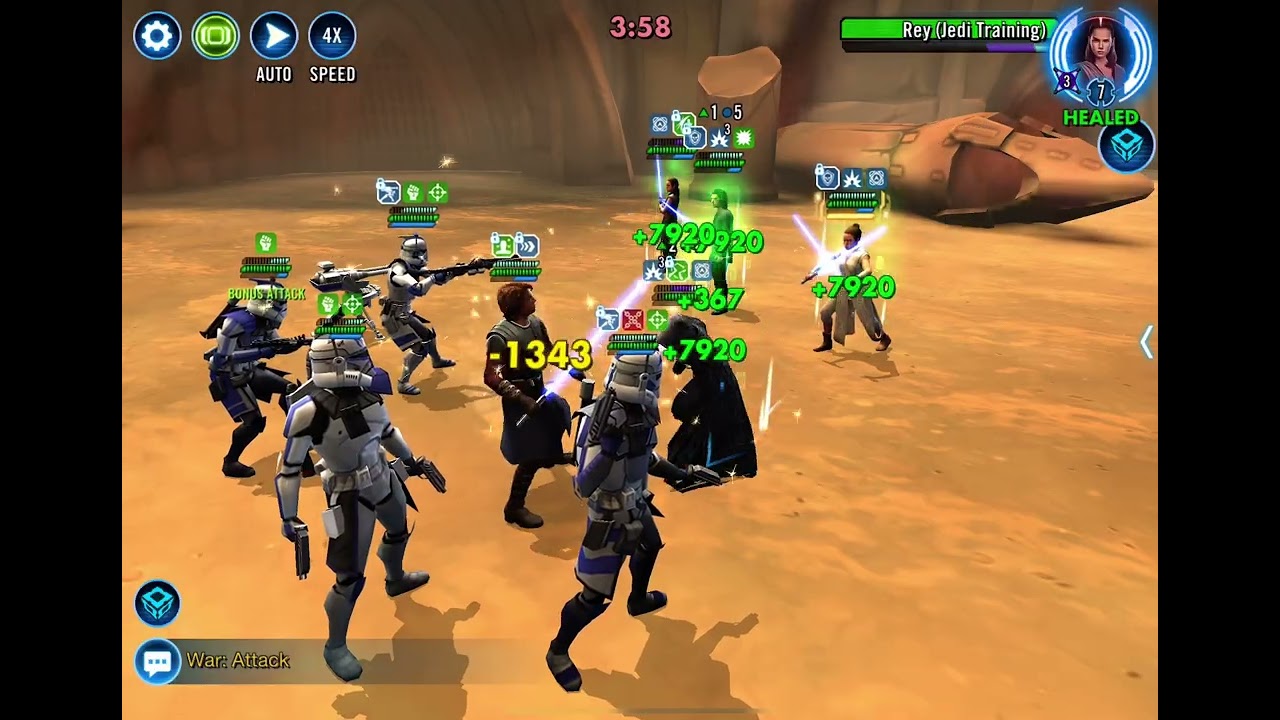SWGOH TW gas with rolo dc vs Rey Barriss