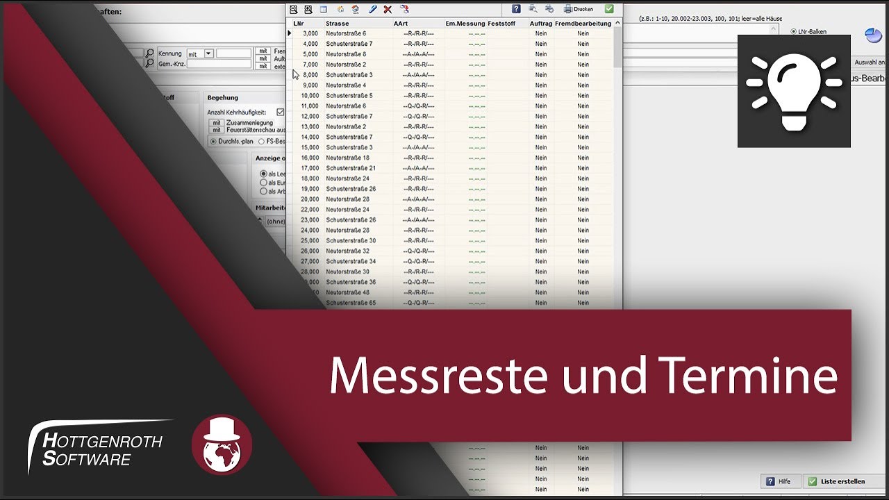 Messreste und Termine - KAMIN Futura