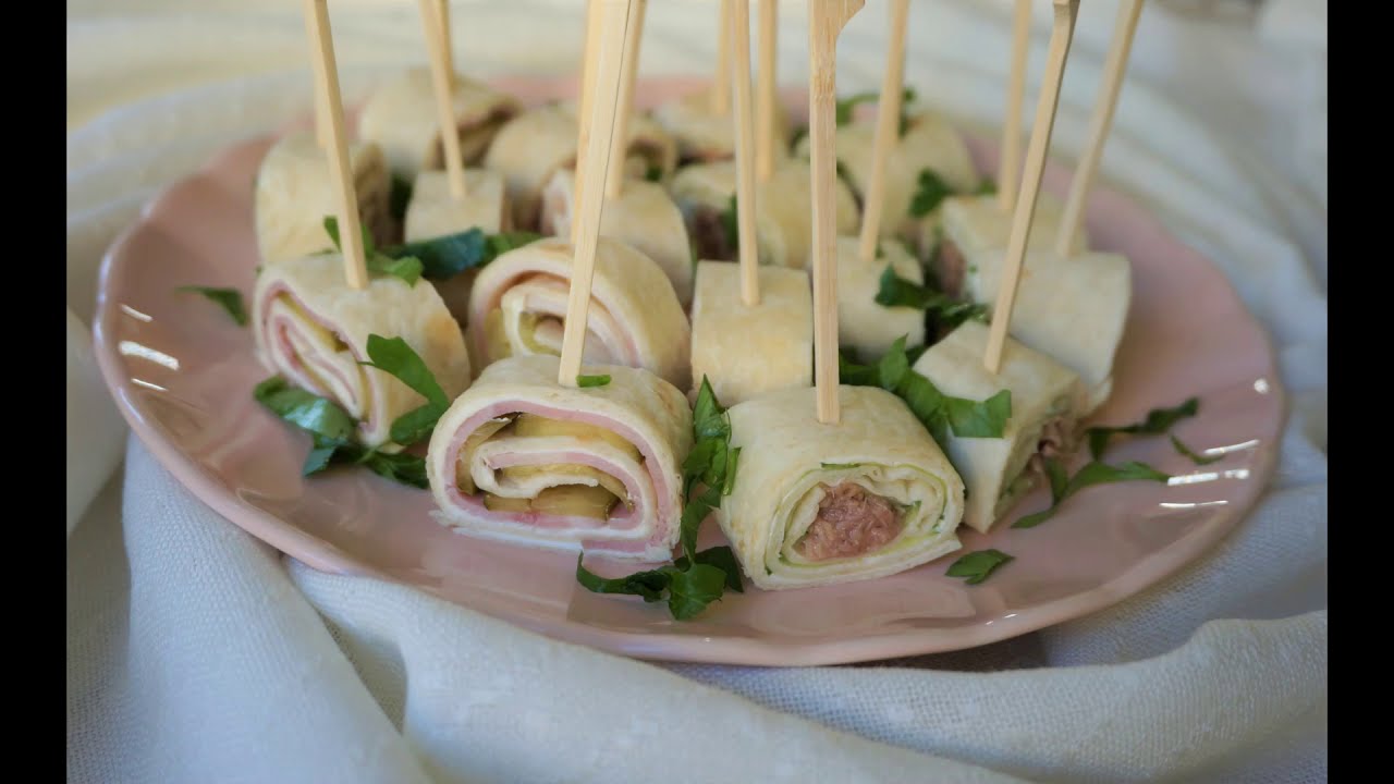 Vieno kąsnio užkandis / Tortilijų suktinukai su tunu / Užkandžiai / One bite snack / Roll with tuna
