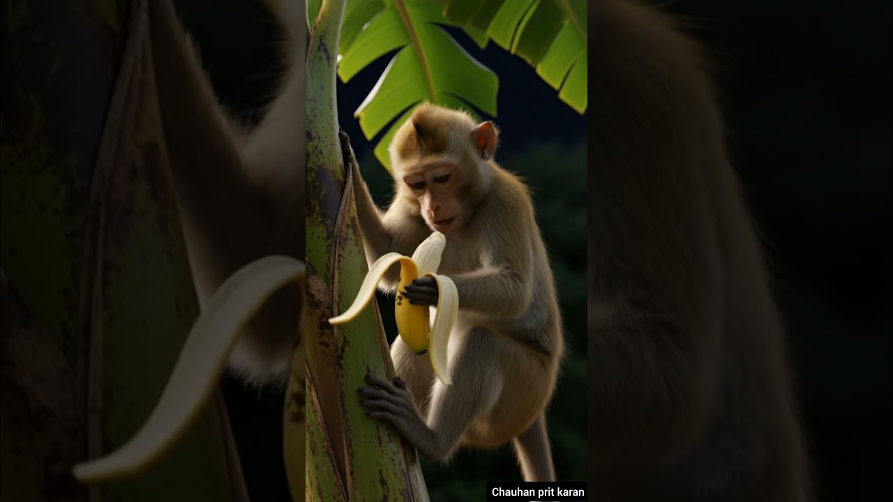 Farmer Drop Banana Angry Man But    Eat Monkey Destroy Tree Baby Monkey 🍌🌴 @Ai Video