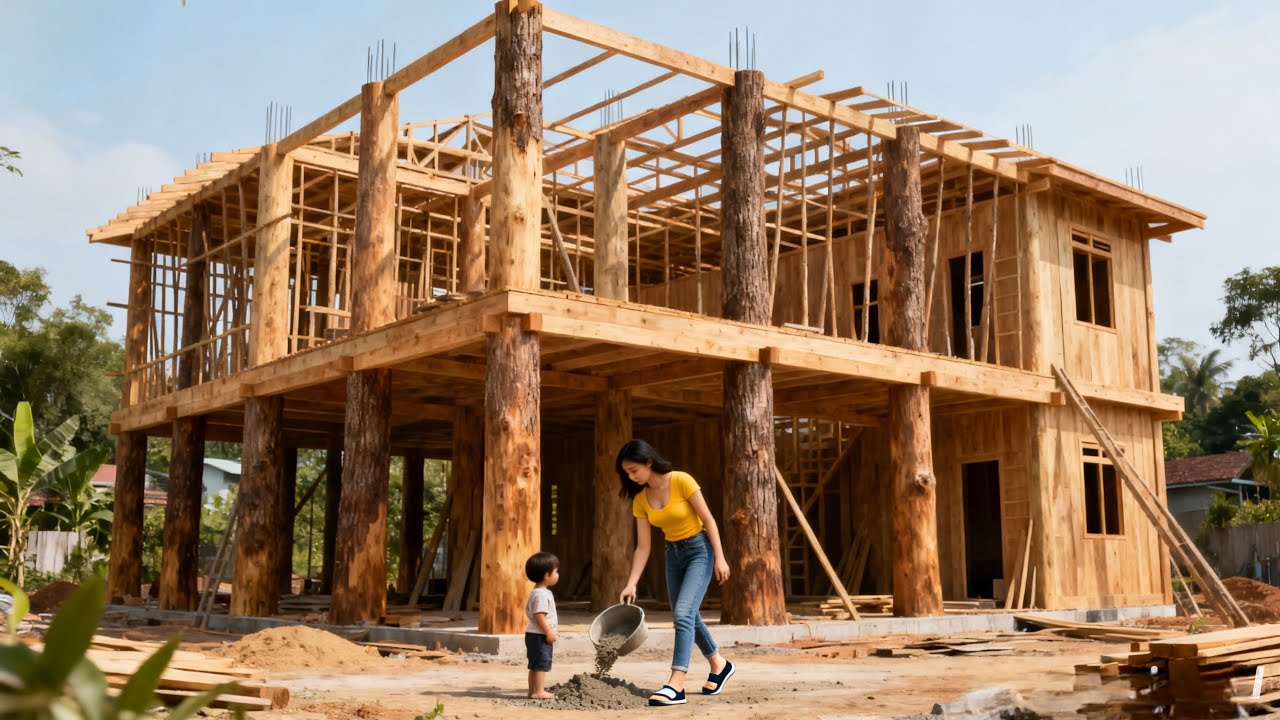 The young woman and her daughter built their dream log cabin in 135 days | By@Lý Tiểu Uyên