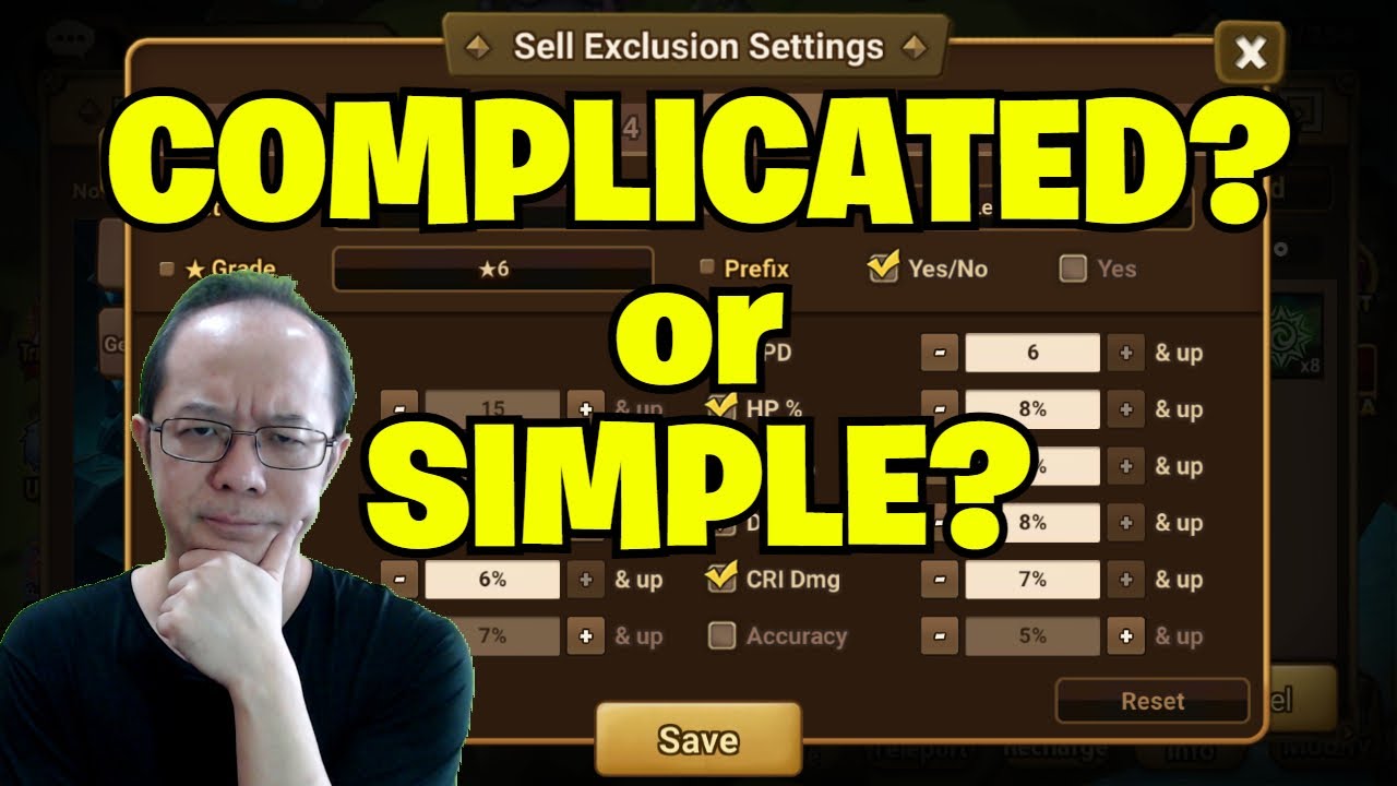 My Sell Exclusion SETTINGS for AUTO BATTLE 30x (Summoners War)