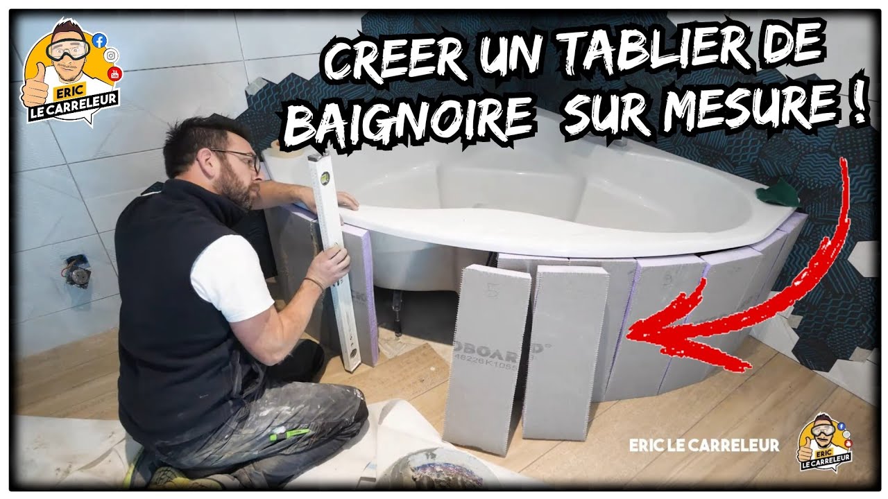 Création d'un TABLIER de BAIGNOIRE en CARRELAGE SUR MESURE (fin de sdb)
