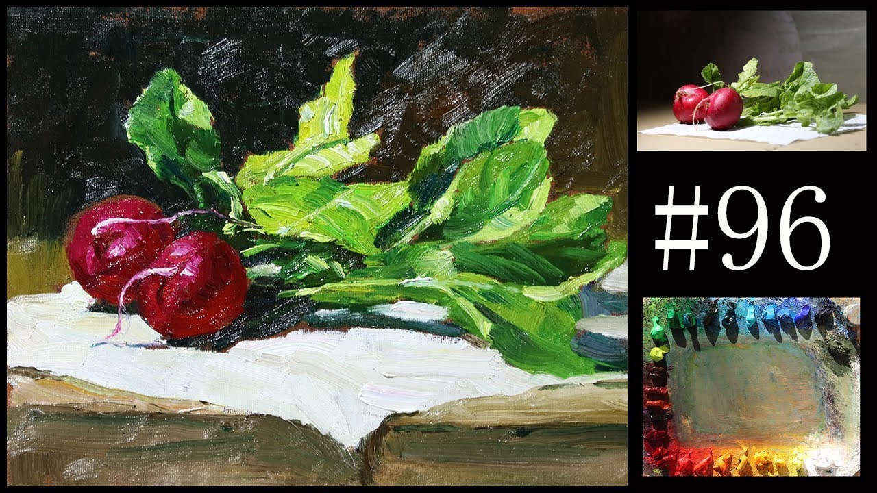 #96 How to paint vegetable radish in Oil Painting by Fu Dali