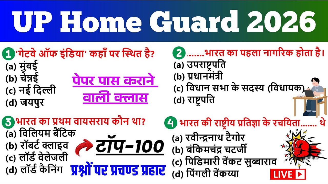 UP Home Guard GK ( important Questions ) 🎊 UP Home Guard GK GS Class | #uphomeguard #gk 
