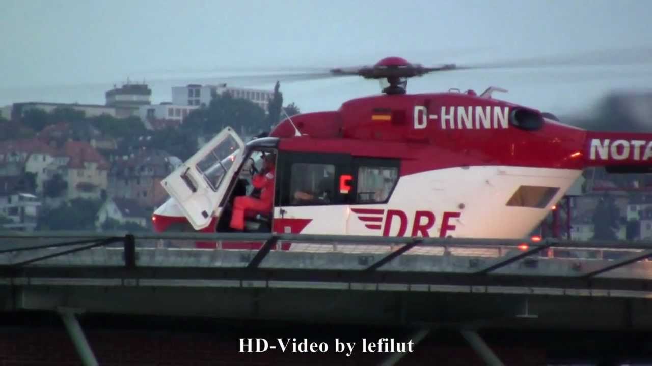 Dämmerungs-Landung/-Start BK 117 DRF am Katharinenhospital Stuttgart