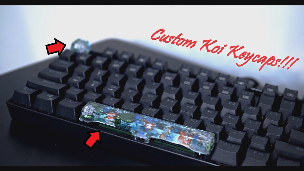 First attempt at custom keycaps!!! (Resin Koi Pond Keycaps)