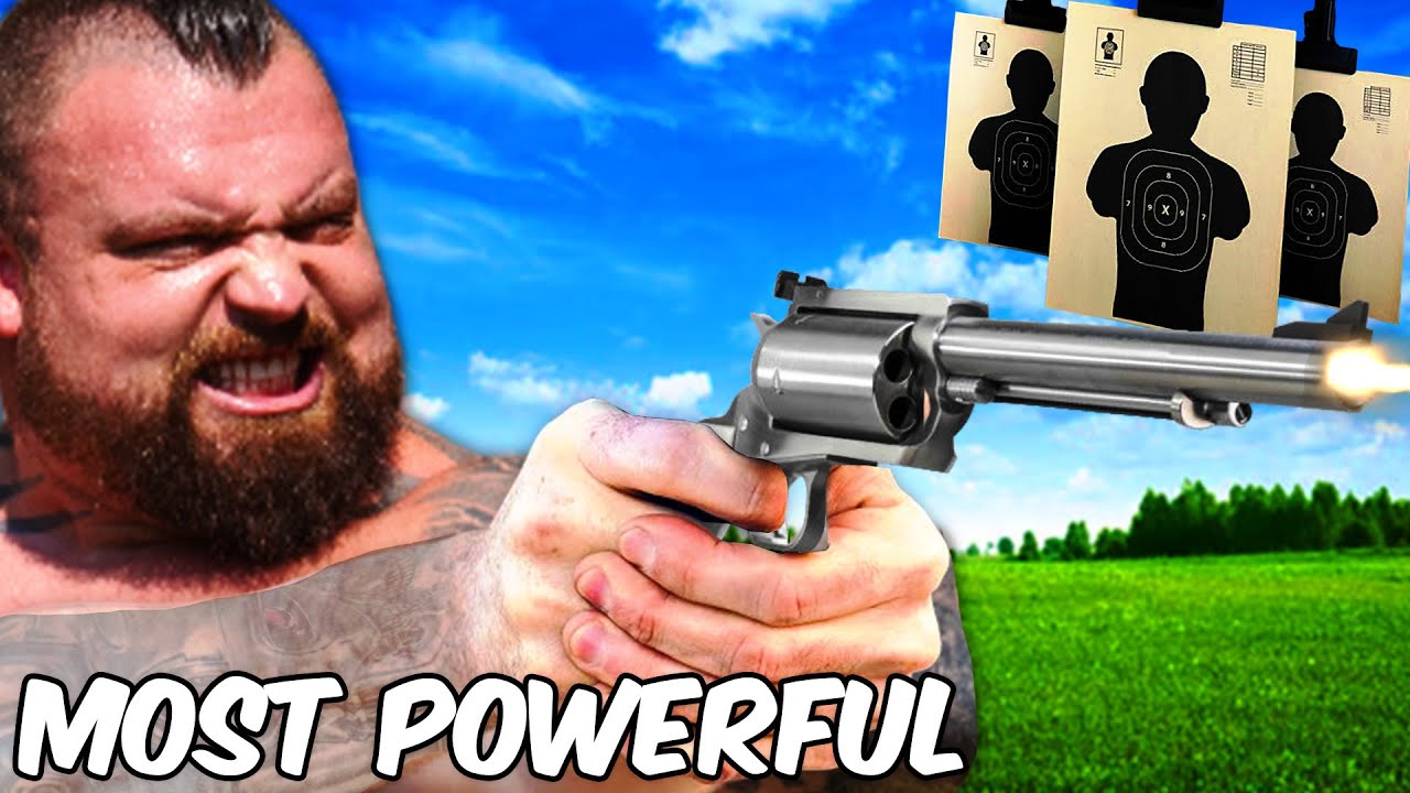GIANT STRONGMAN VS WORLDS MOST POWERFUL HANDGUN!!!