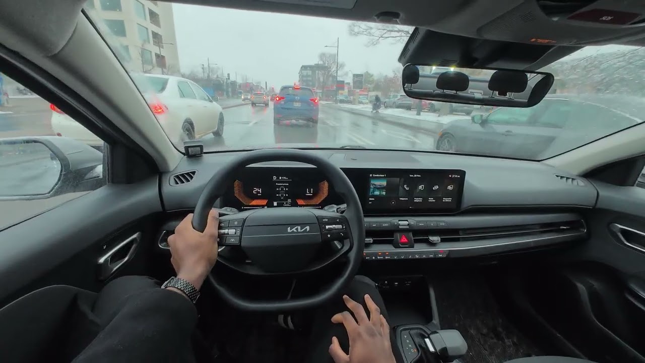 ASMR POV Drive | 2024 Kia K4 | Relaxing Snowy Wet Roads [Winter]