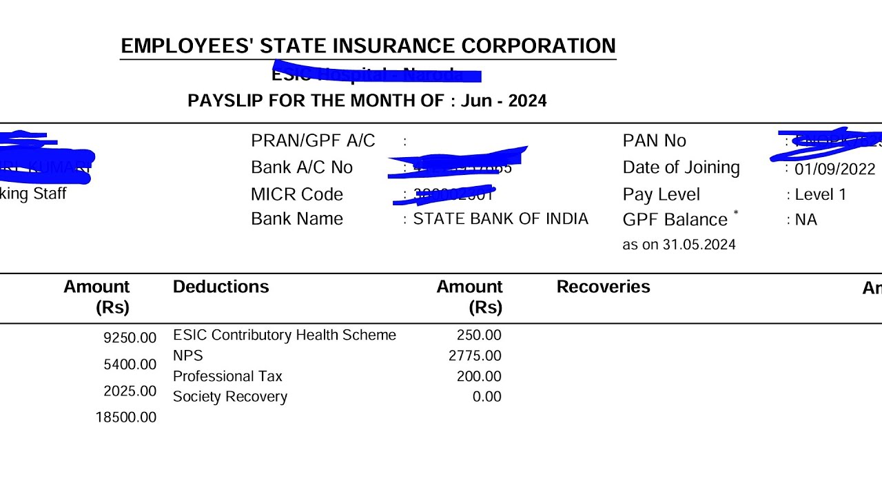 MY ESIC MTS SALARY SLIP JUNE 2024!!New joinee salary