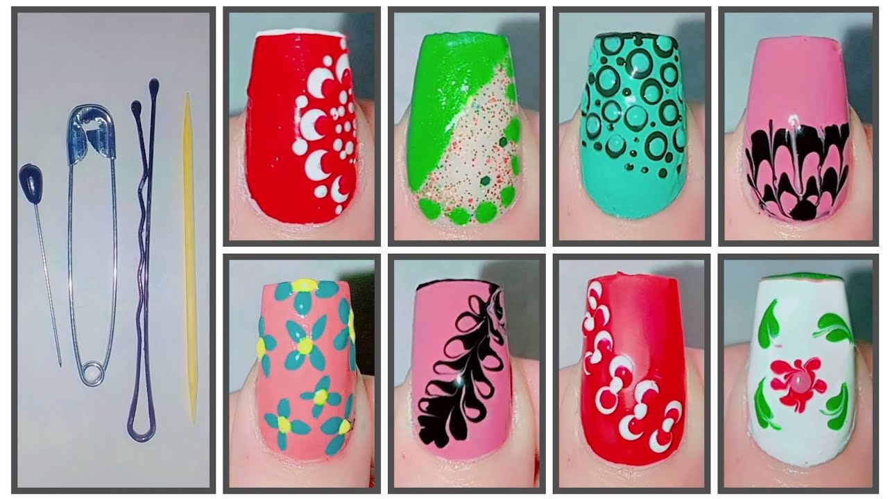 Top 8 nail art using everyday items 😱💅 #viralvideo #simplenailart #top8#goviral #myart #trending 