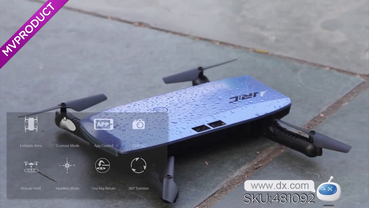 720P HD Camera,-JJRC H47 Elfie+ Mini Foldable Wi-Fi Drone Quadcopter - Blue