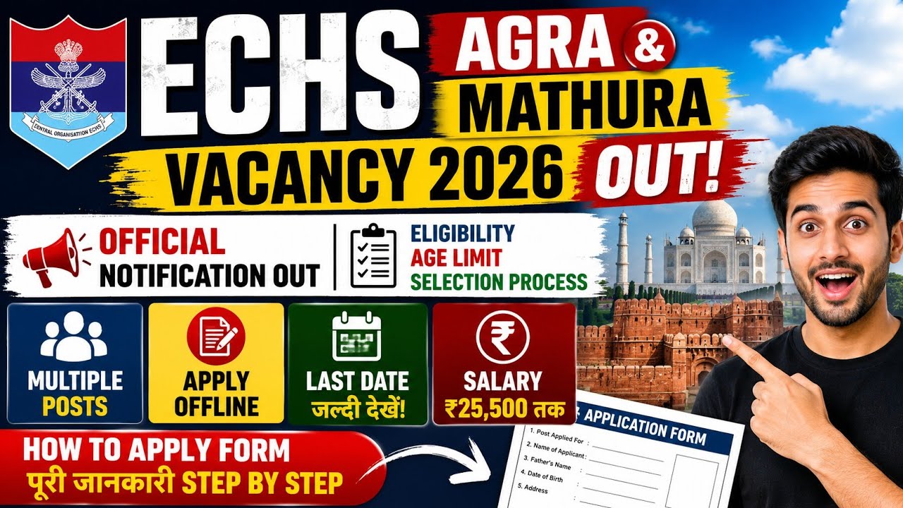 ECHS Agra Vacancy 2026 Out | ECHS Mathura Vacancy 2026 Out | Offline Form Kaise Bhare? 