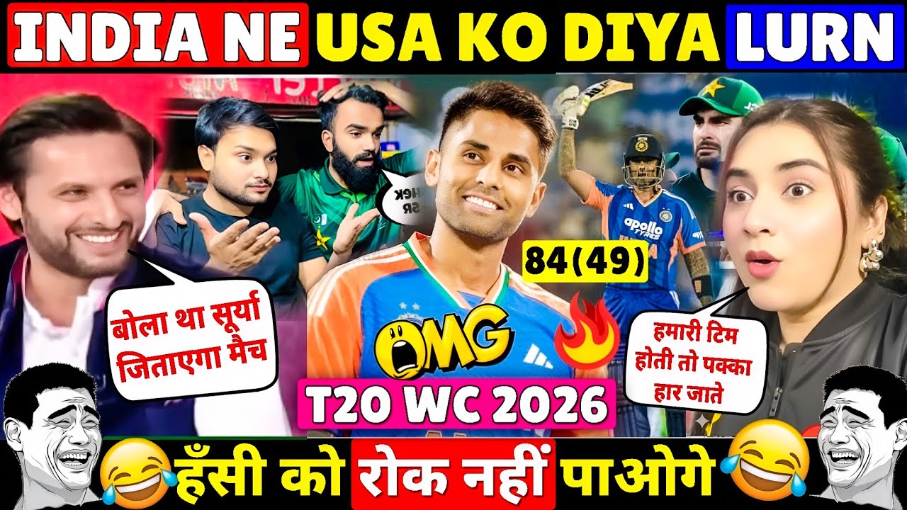 🔥 INDIA BEAT USA IN FIRST MATCH OF T20 WORLD CUP 2026 SURYAKUMAR YADAV CAPTAIN 84 INNING 🤣 pak media