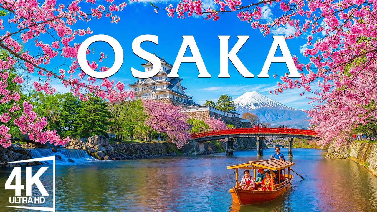 Spring Osaka 4K, Japan 🌸 Sakura Castle Moats, Dotonbori Walks & Shitennoji Temple Views Soft Light