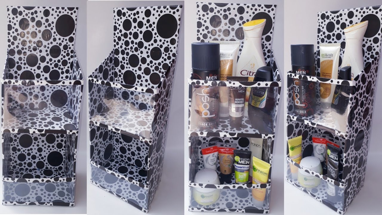 DIY || Cara Mudah Membuat Tempat Make Up Gantung Dari Kardus || The Hanging Makeup Organizer