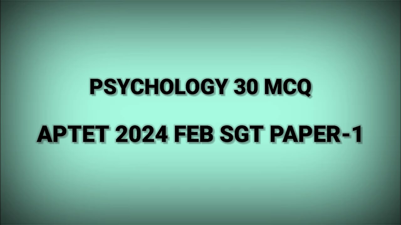 SGT URDU PSYCHOLOGY 30 SOLVED MCQ || APTET 2024 FEB SGT PAPER-1 || #apdsc #psychology #urdudsc