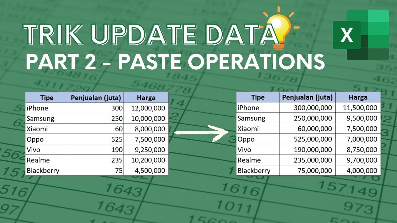 Cara Menggunakan Paste Operations di Excel